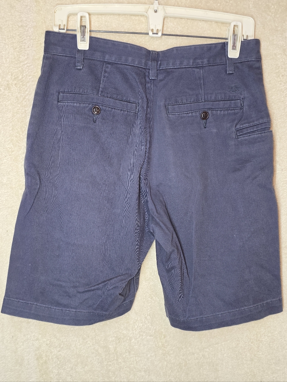 Dockers Khaki Deim Logo Faded Navy Blue Casual Cotton Chino Shorts Size W29 - Picture 7 of 7